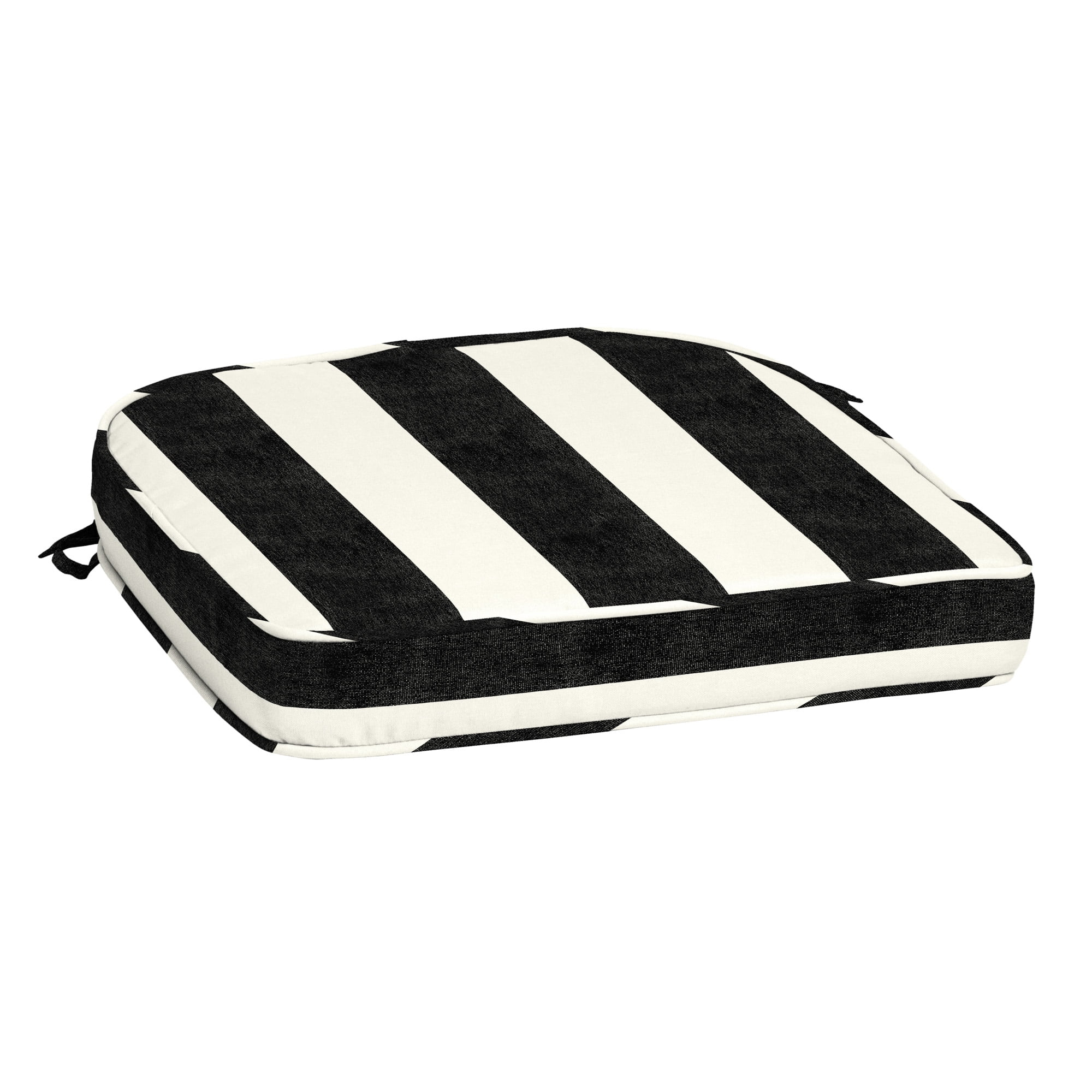 Arden Selections ProFoam Performance Outdoor Seat Cushion 19 x 20, Onyx Black Cabana Stripe