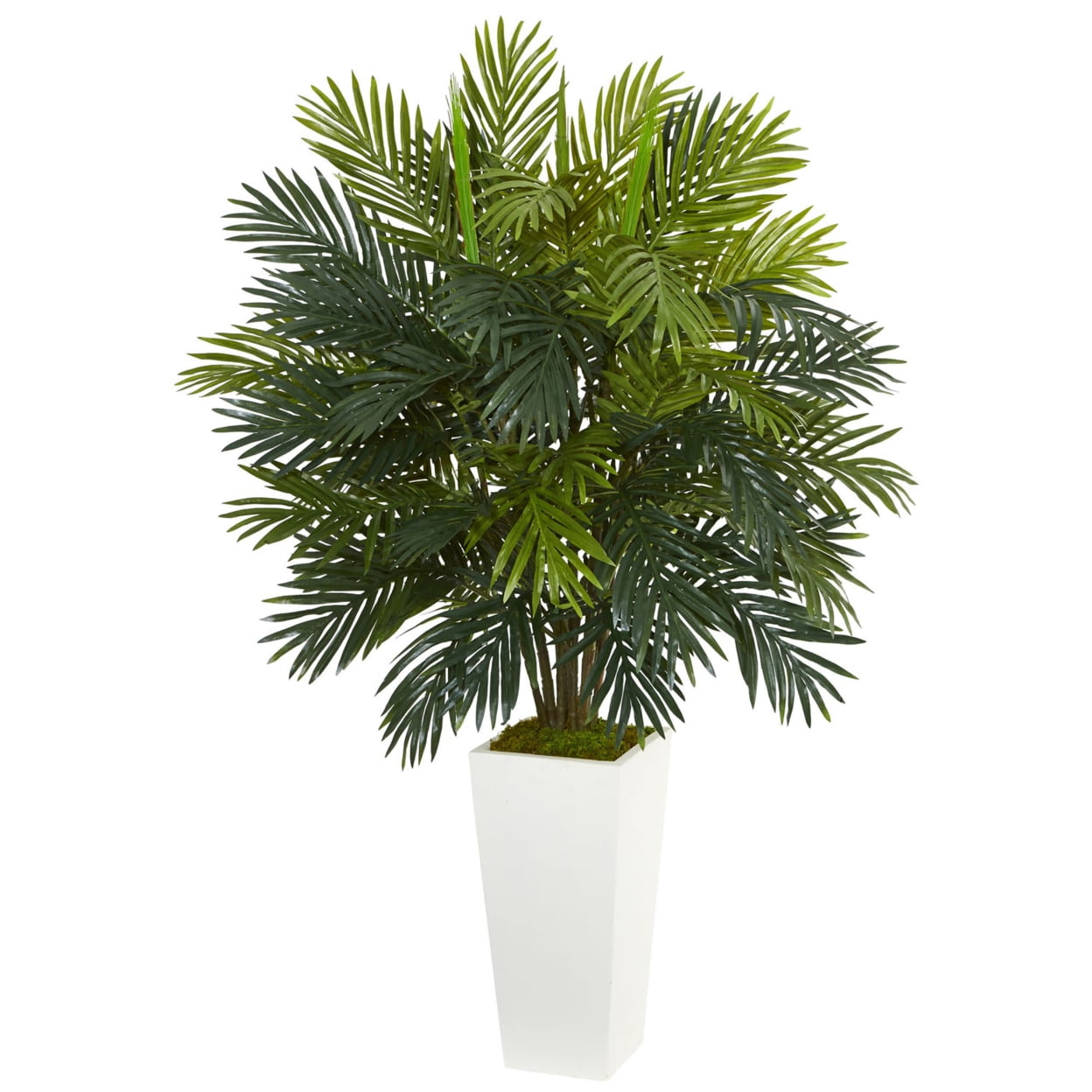 Nearly Natural Areca Palm Artificial Plant in White Tower Planter