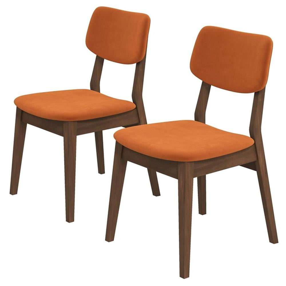 Aria Mid Century Velvet Dining Room&Kitchen Chair in Burnt Orange (Set of 2)