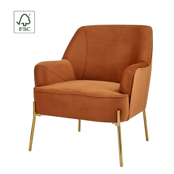 Arianna Velvet Fabric Accent Arm Chair Orange