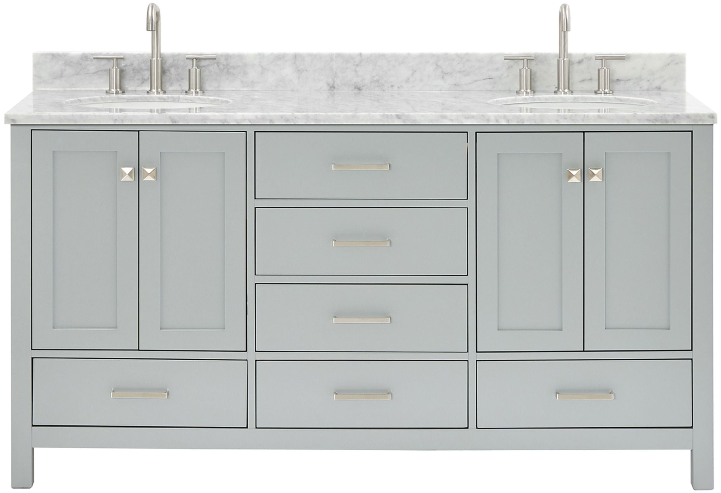 Ariel A067dcw2ovo Cambridge 67" Free Standing Double Oval Basin Vanity Set - Grey