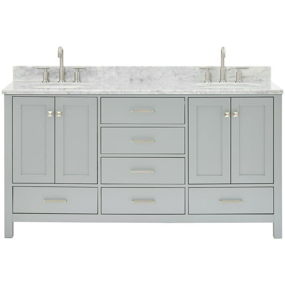 Ariel A067dcw2ovo Cambridge 67" Free Standing Double Oval Basin Vanity Set - Grey