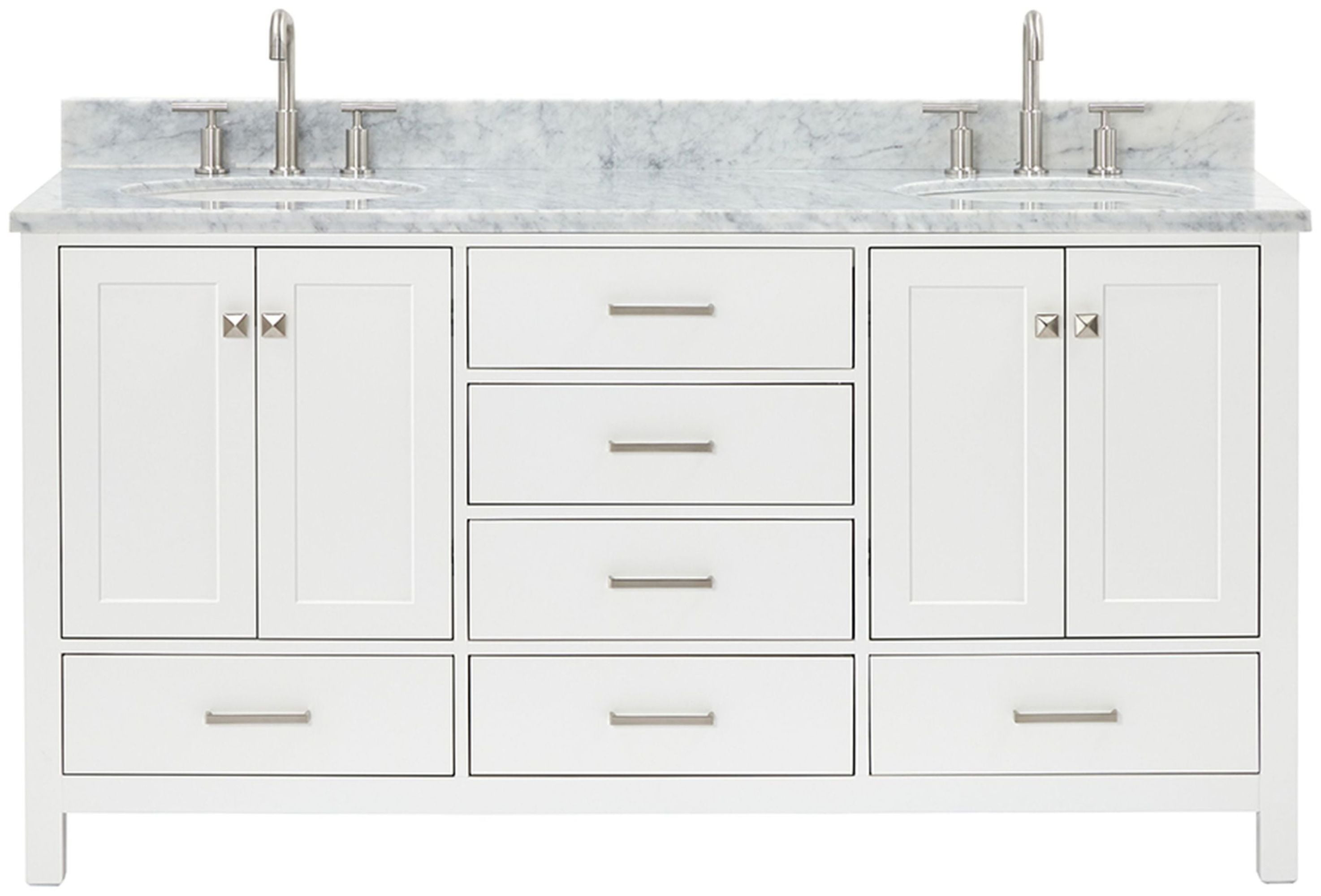 Ariel A067dcw2ovo Cambridge 67" Free Standing Double Oval Basin Vanity Set - White