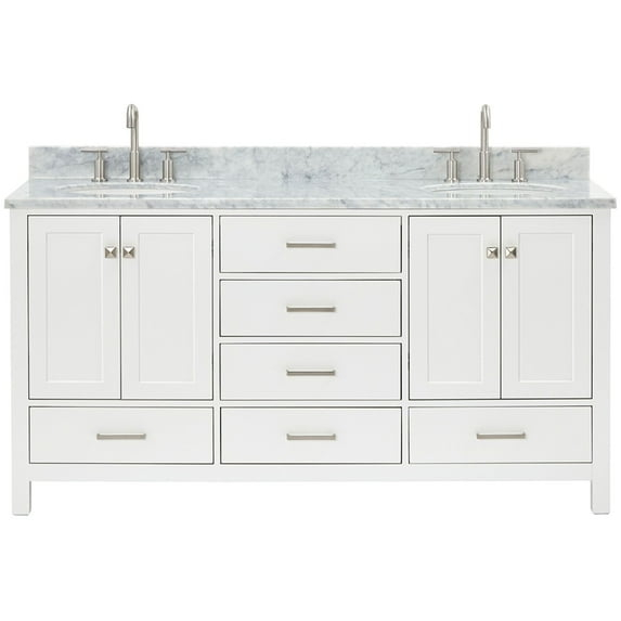Ariel A067dcw2ovo Cambridge 67" Free Standing Double Oval Basin Vanity Set - White