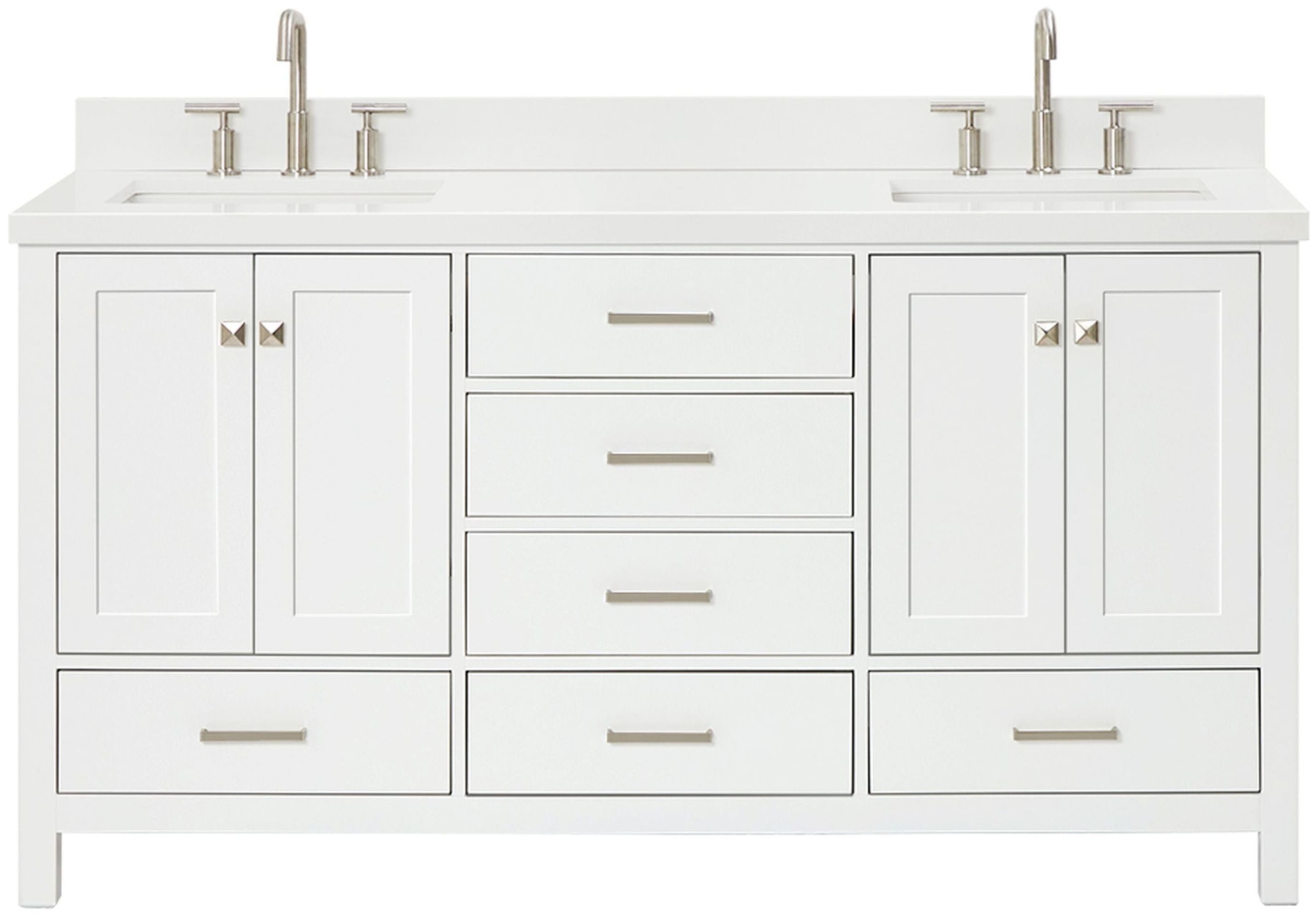 Ariel A067dwqrvo Cambridge 67" Free Standing Double Rectangular Basin Vanity Set - White