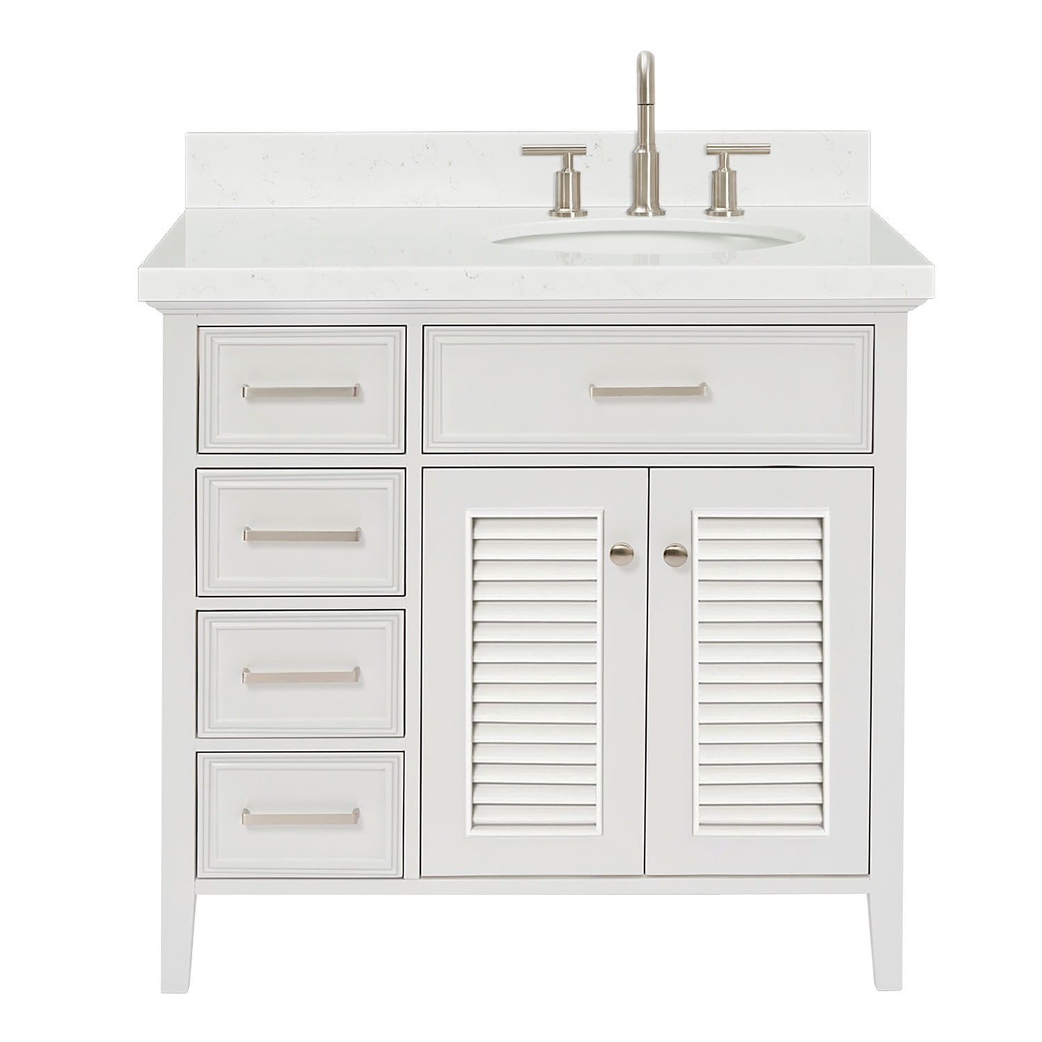 Ariel D036srcqovo Kensington 36" Free Standing Single Basin Vanity Set - White / Carrara