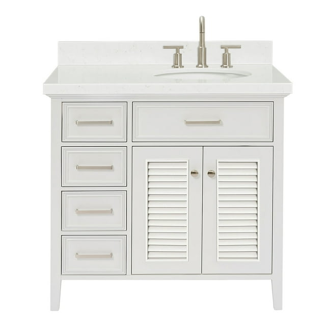 Ariel D036srcqovo Kensington 36" Free Standing Single Basin Vanity Set - White / Carrara