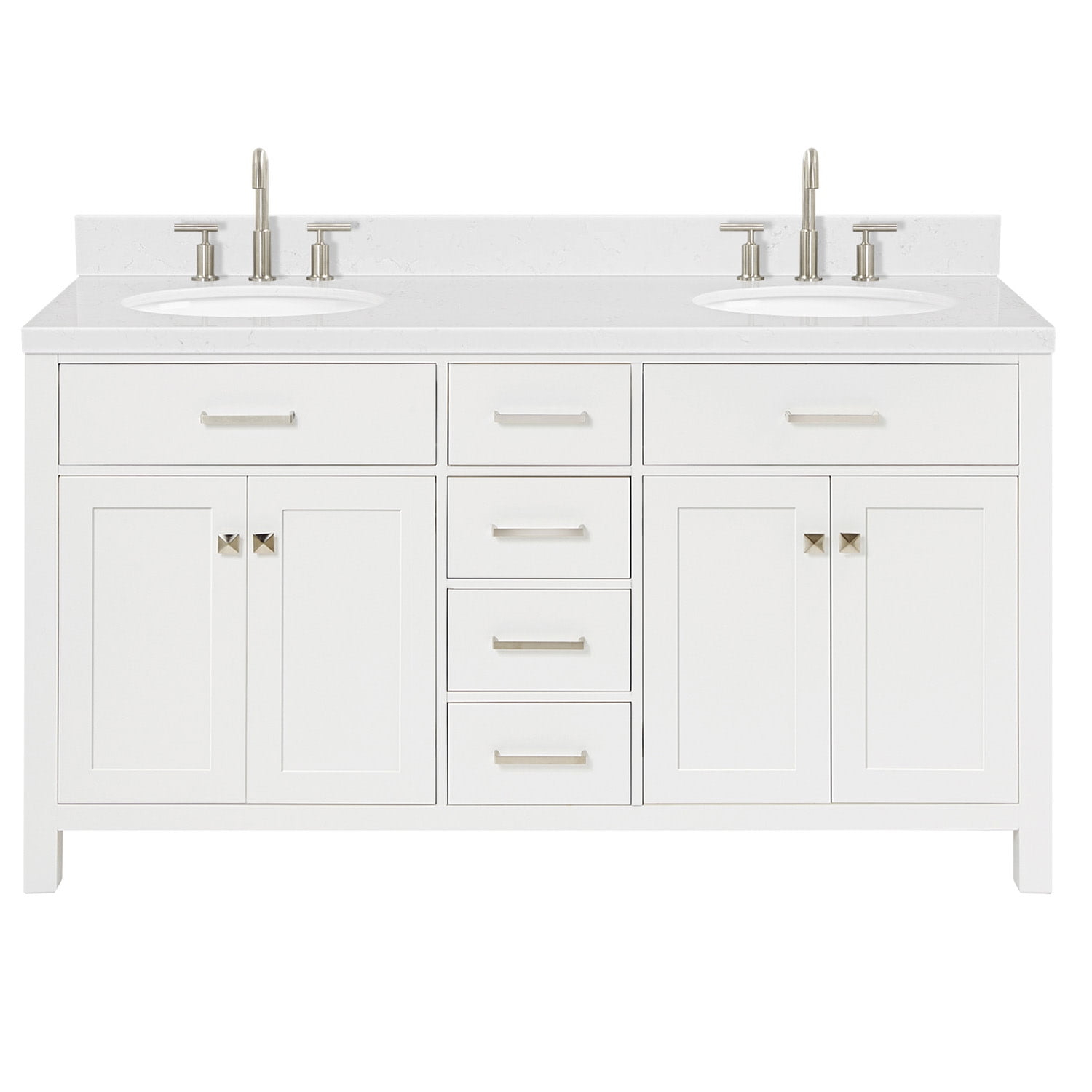 Ariel H060dcqovo Bristol 60" Free Standing Double Basin Vanity Set - White