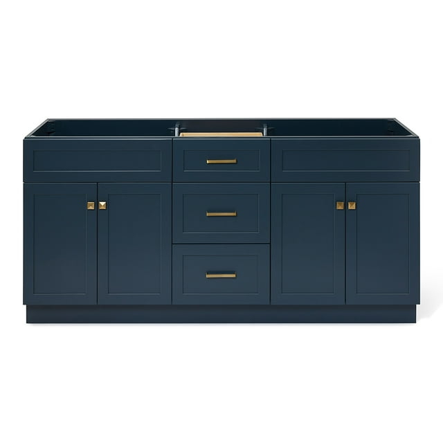 Ariel Hamlet 72 In. Double Sink Base Cabinet In Midnight Blue