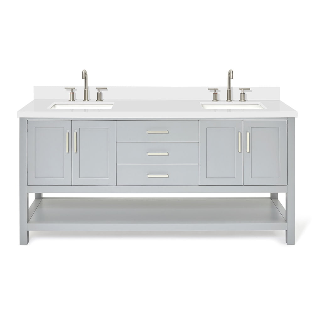 Ariel S073dwqrvo Magnolia 72" Free Standing Double Basin Vanity Set - Grey / Pure White
