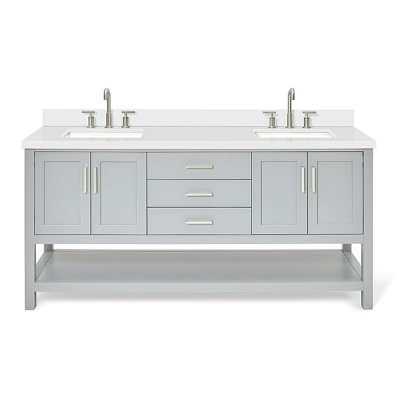 Ariel S073dwqrvo Magnolia 72" Free Standing Double Basin Vanity Set - Grey / Pure White