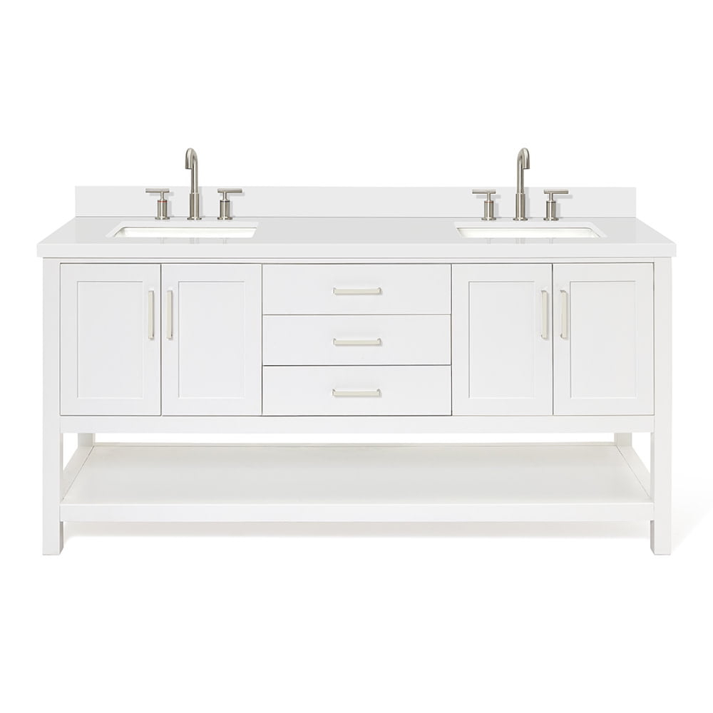 Ariel S073dwqrvo Magnolia 72" Free Standing Double Basin Vanity Set - White / Pure White
