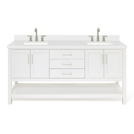 Ariel S073dwqrvo Magnolia 72" Free Standing Double Basin Vanity Set - White / Pure White