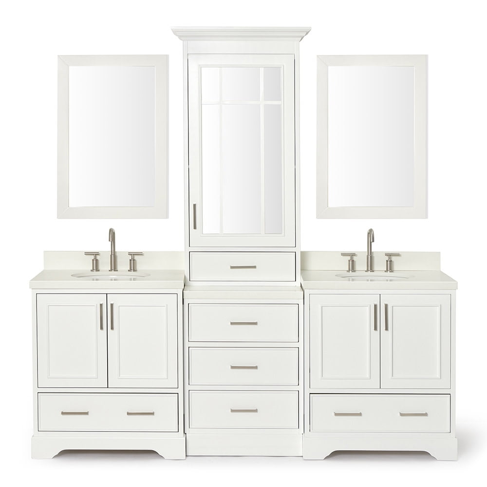 Ariel Stafford 85" Double Sink Vanity Set in White