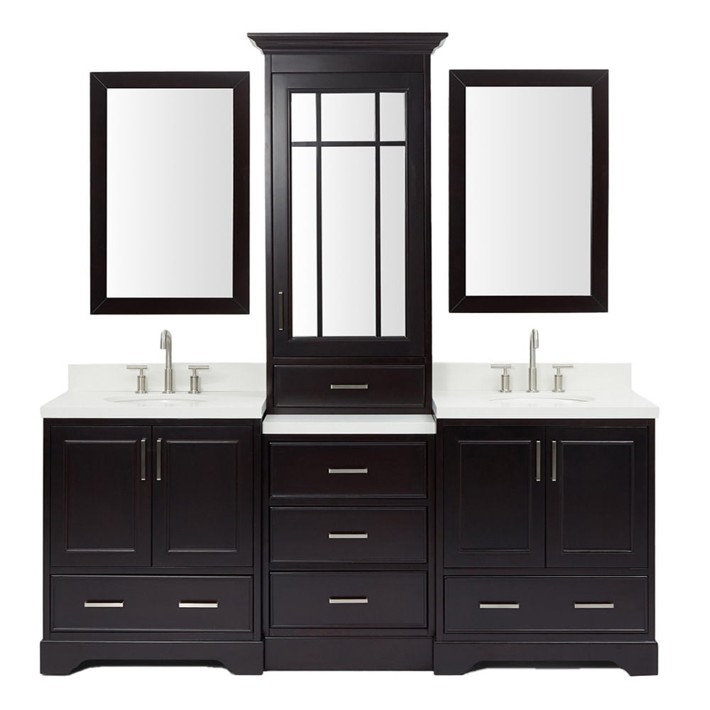 Ariel Stafford 85 in Double Sink Vanity Set in Espresso