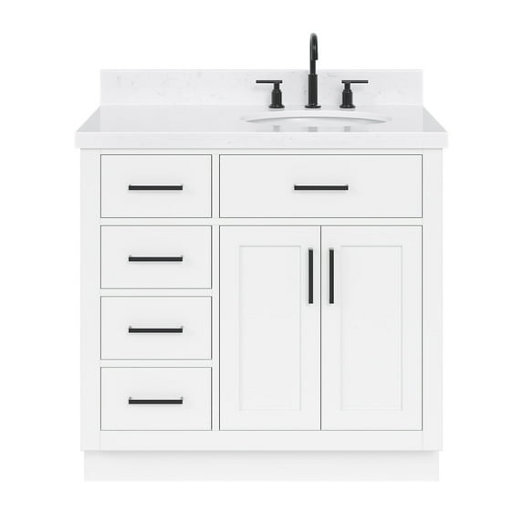 Ariel T036srcqovo Hepburn 36" Free Standing Single Basin Vanity Set - White