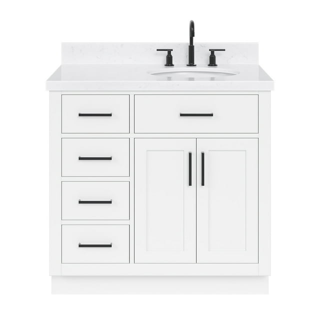 Ariel T036srcqovo Hepburn 36" Free Standing Single Basin Vanity Set - White