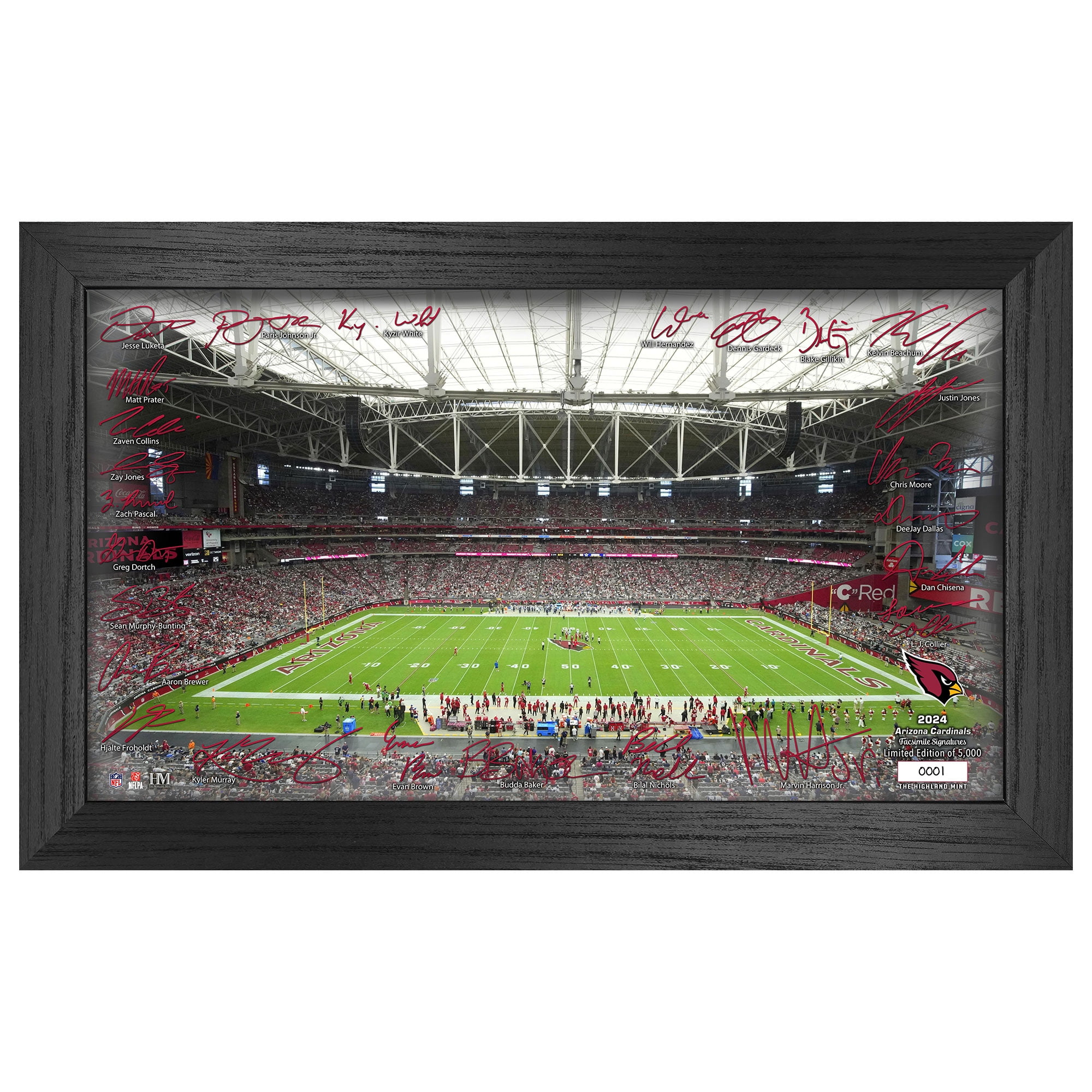Highland Mint Arizona Cardinals 12" x 20" 2024 Signature Gridiron Panoramic Framed Photo
