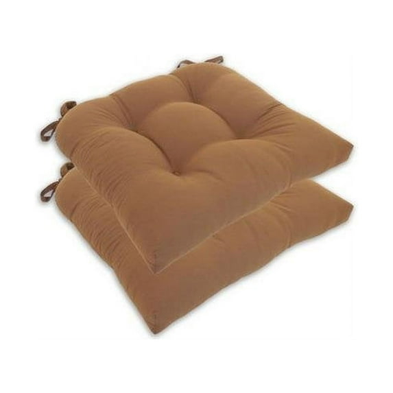 Essentials Chocolate Micro Fiber Chair Pads with Tie Backs (Set Of 4): Square Polyester Chenille Cushions, Indoor Use
