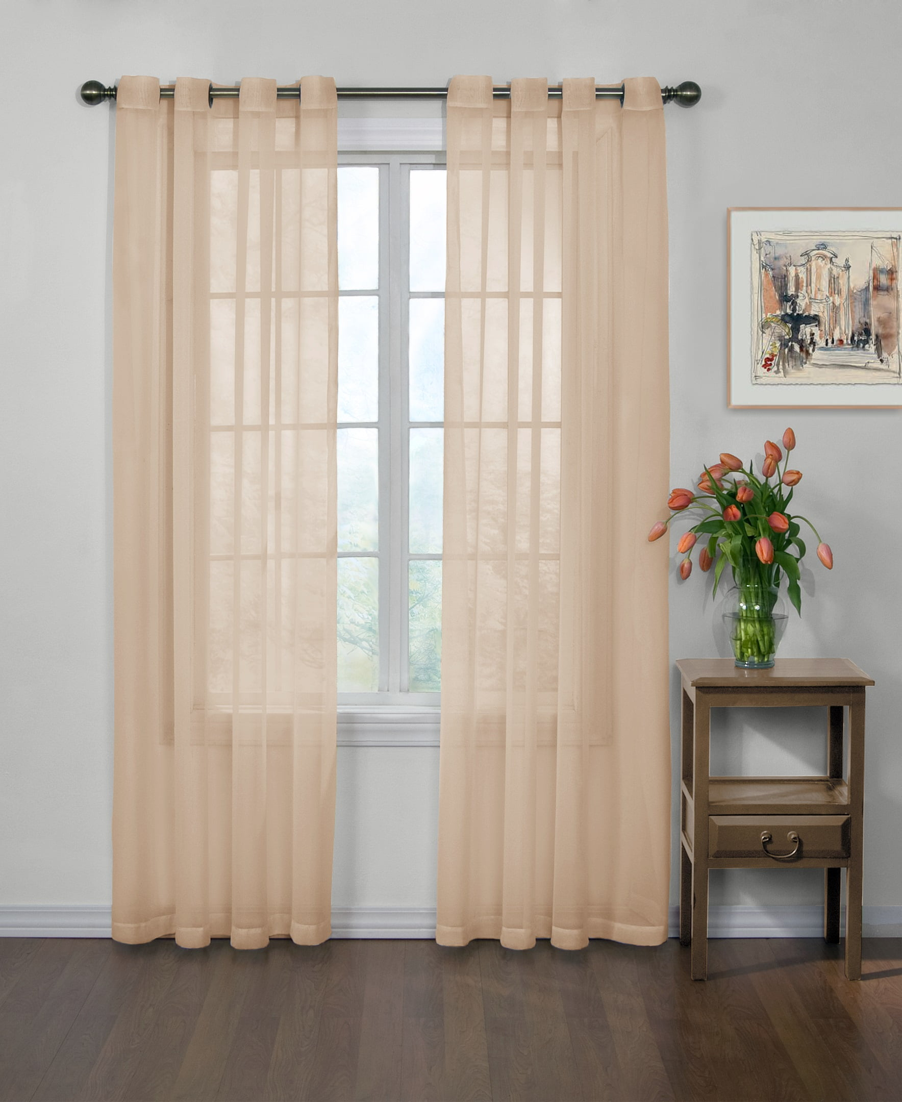Arm & Hammer Curtain Fresh™ Odor-Neutralizing Sheer Voile Grommet 59 x 63 Curtain Panel in Latte