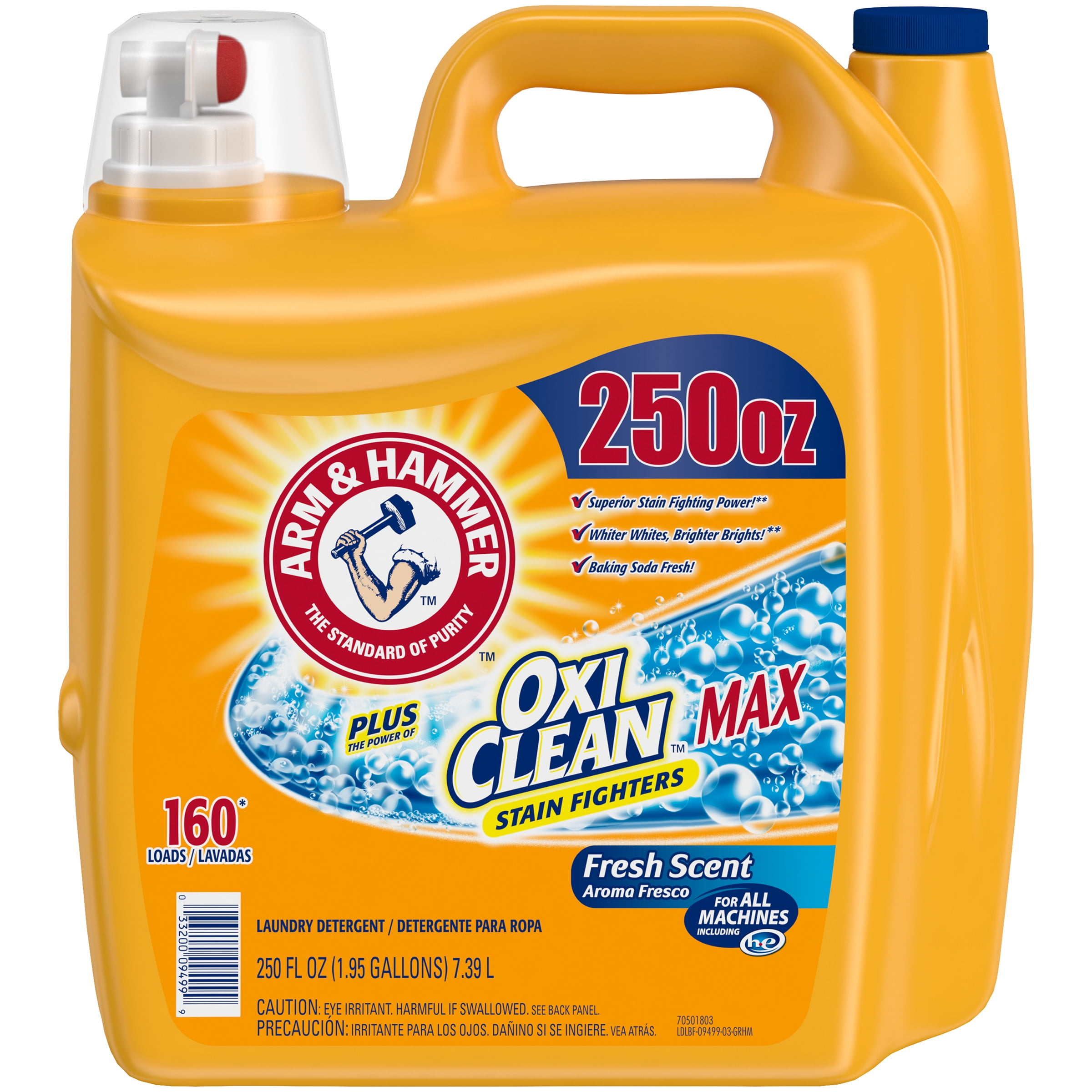 Arm & Hammer Plus OxiClean MAX, 160 Loads Liquid Laundry Detergent, 250 Fl oz