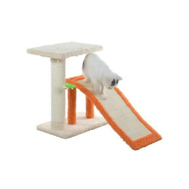 Armarkat  Two-Level Platform Real Wood Scratcher W Sisal Carpet Ramp