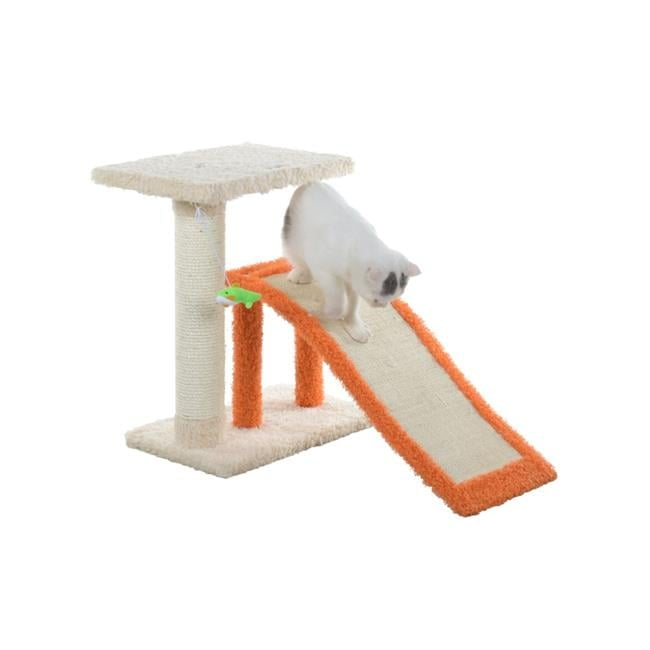 Armarkat  Two-Level Platform Real Wood Scratcher W Sisal Carpet Ramp