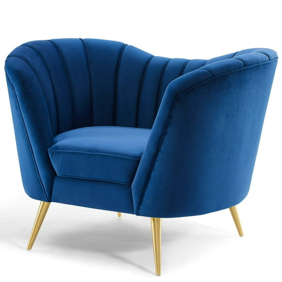 Modway Opportunity Modern Performance Velvet Armchair in Navy Finish