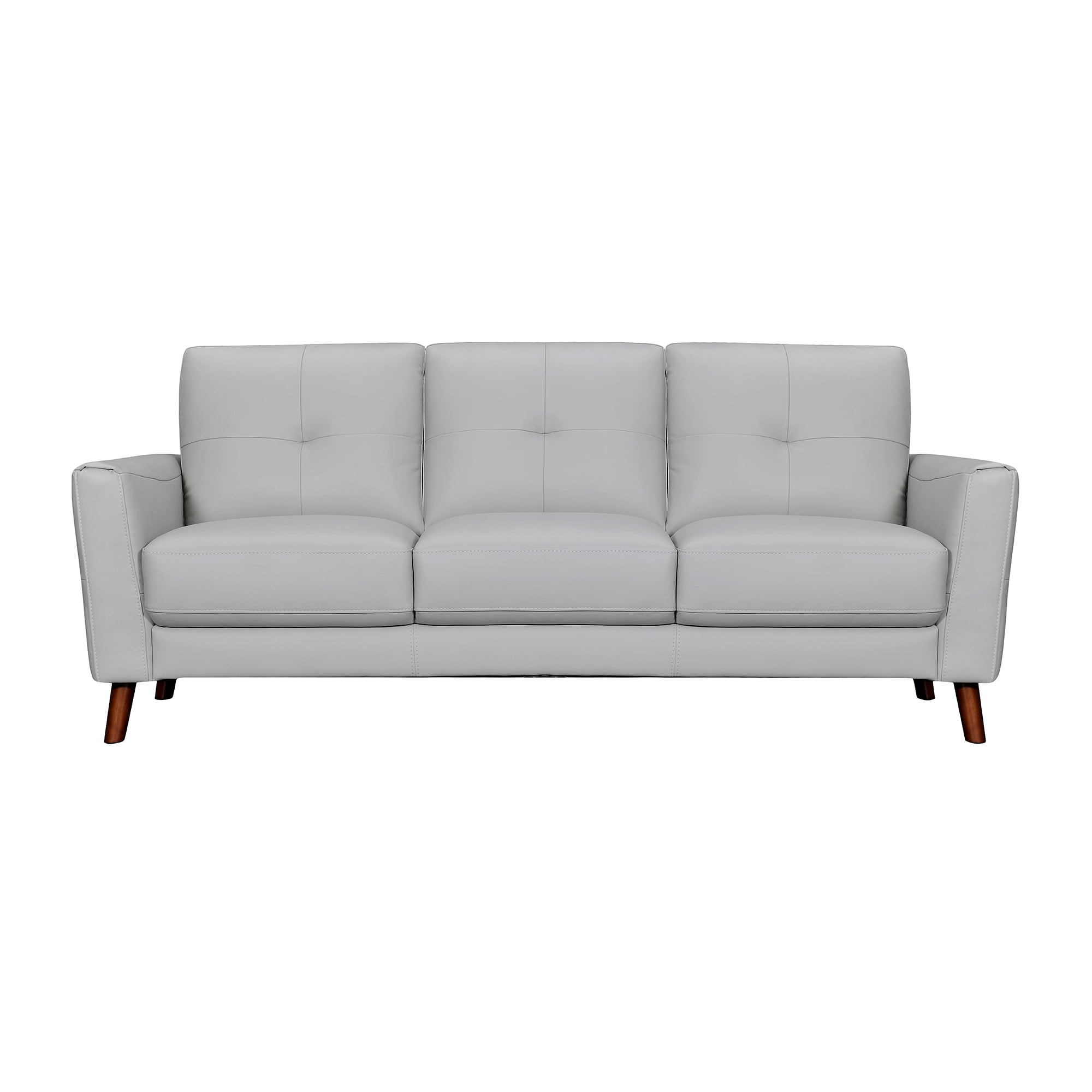 Armen Living Almafi 82" Upholstered Modern Leather Sofa in Dove Gray