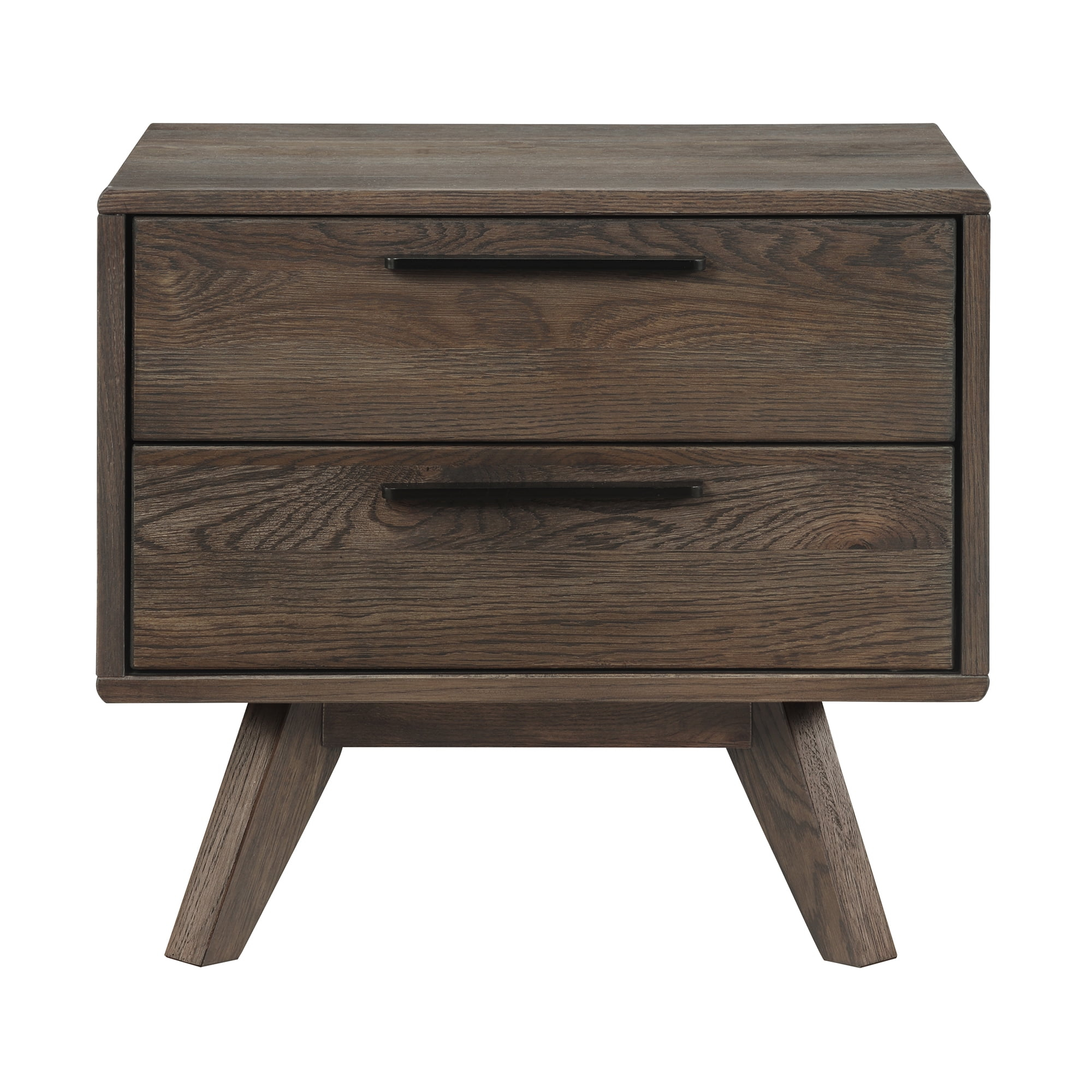 Armen Living Astoria 2-Drawer Modern Wood Nightstand in Brown