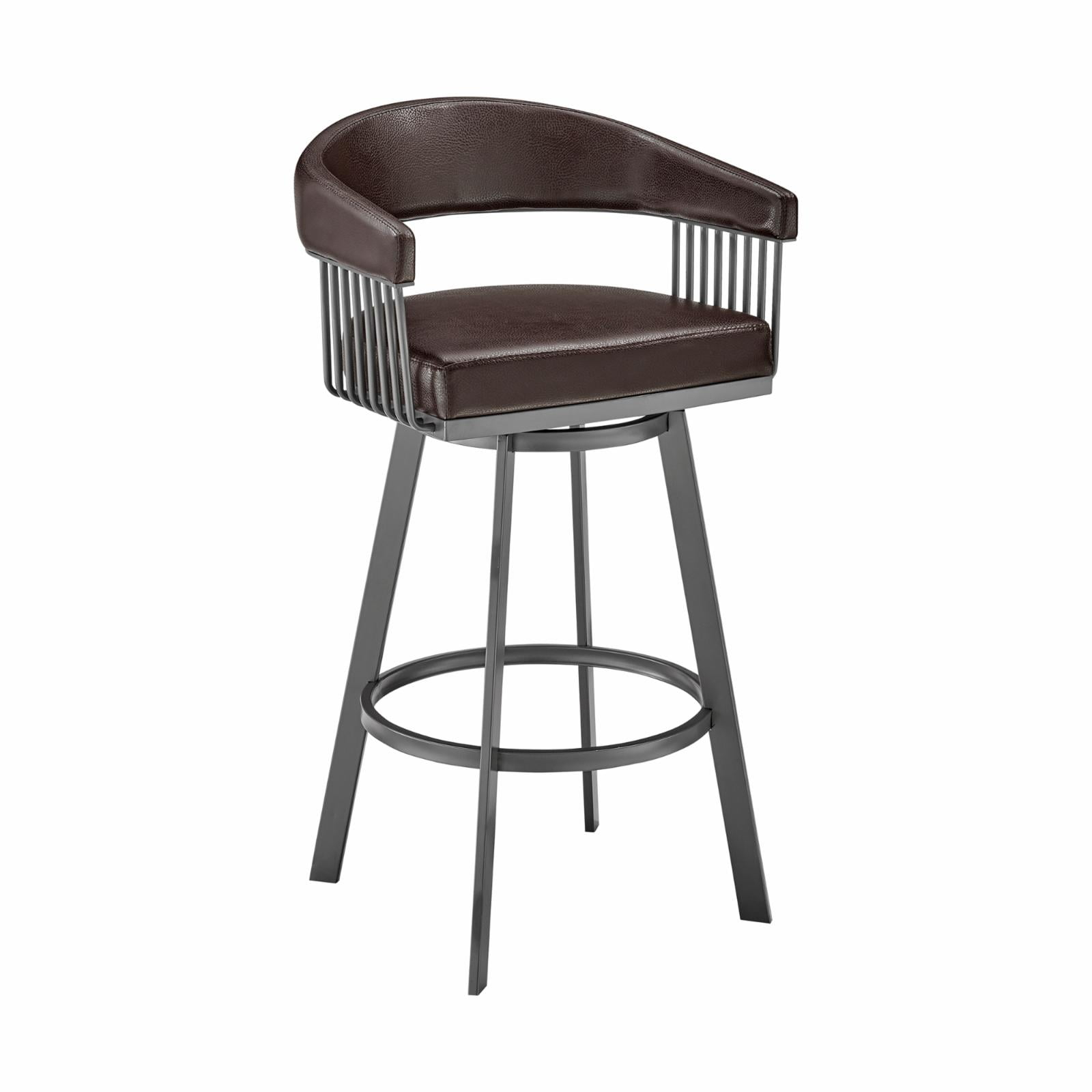 26 in. Chelsea Counter Height Swivel Bar Stool in Java Brown Finish & Chocolate Faux Leather