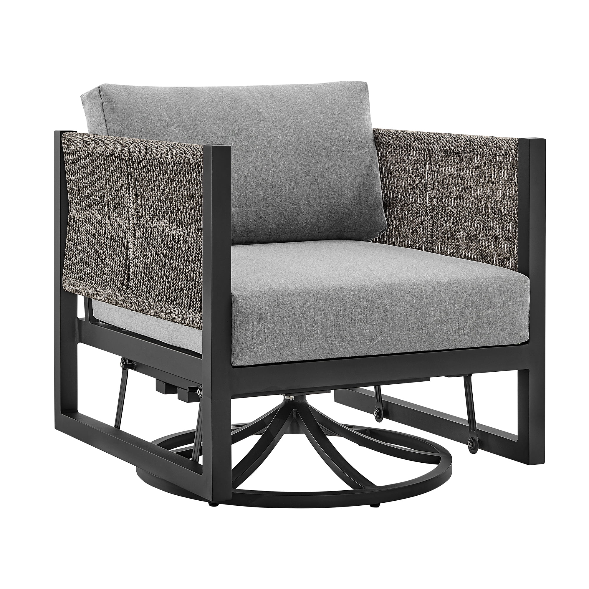 Armen Living Glider Upholstered Aluminum Lounge Chair, Black