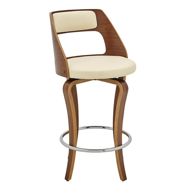 Armen Living Indoor Giovanni 30" Bar Stool in Black Metal with Gray Fabric and Faux Leather