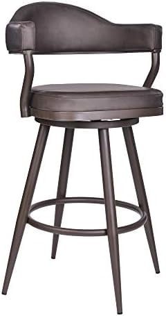 Armen Living Justin Modern Taburete de Bar de Piel Sintética de 30" en Marrón