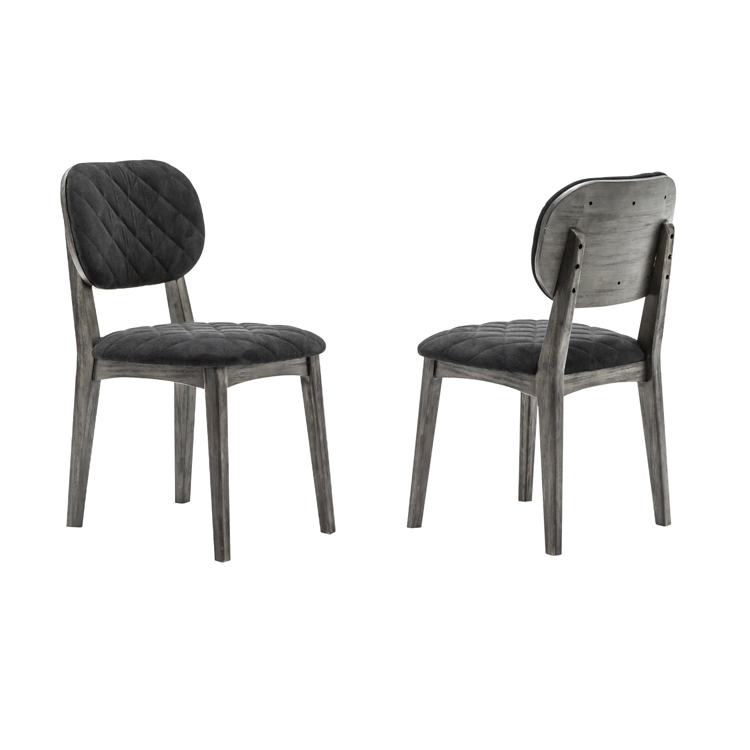 Armen Living Katelyn Fabric/Wood Dining Chair in Midnight Black/Gray (Set of 2)