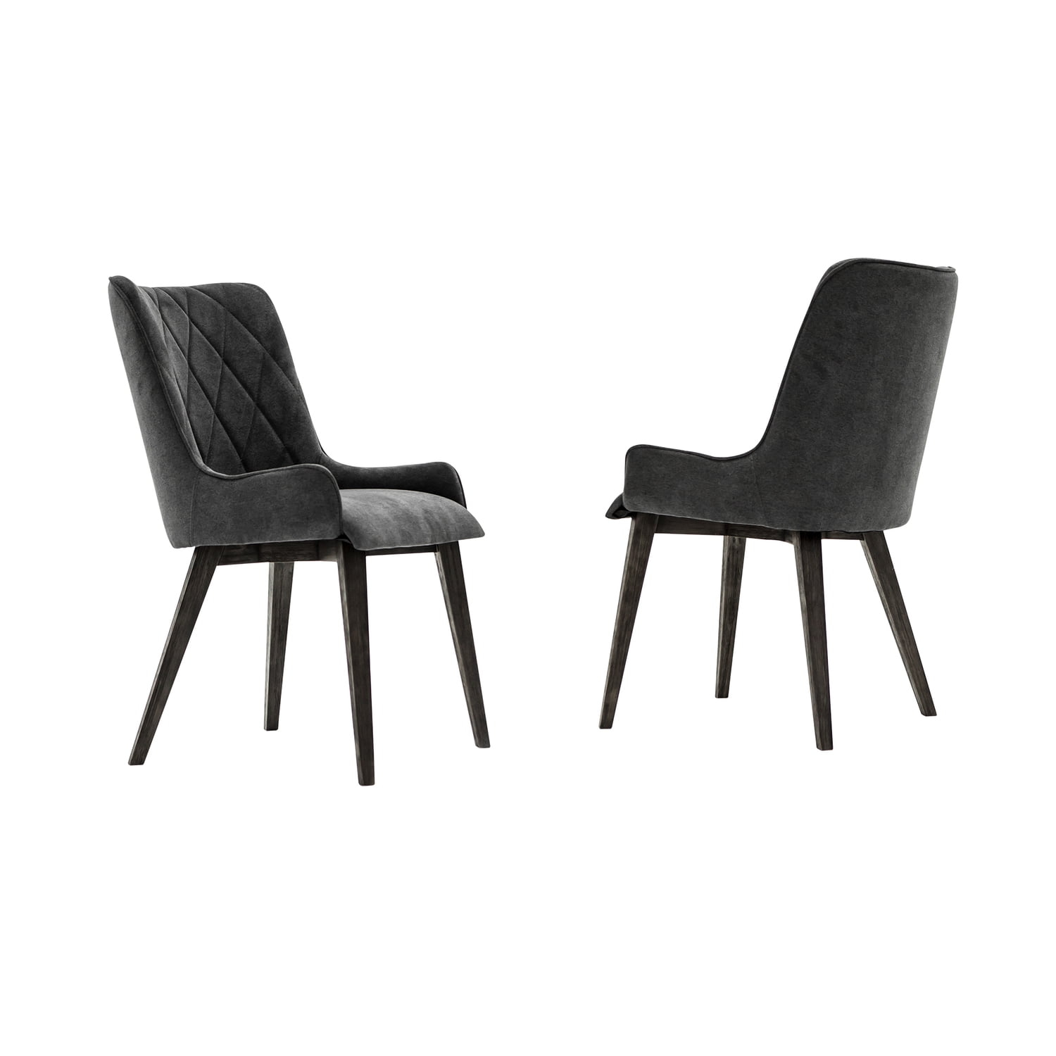 Armen Living Katelyn Fabric/Wood Dining Chair in Midnight Black/Gray (Set of 2)