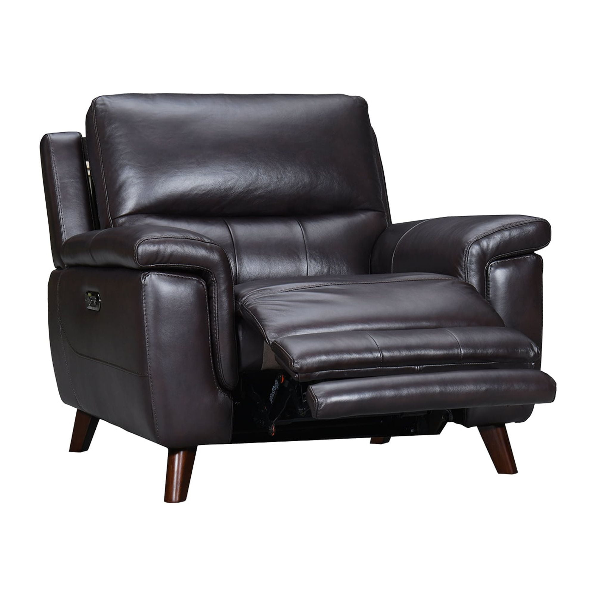 Armen Living Lizette 40" Leather Power Recliner with USB in Brown