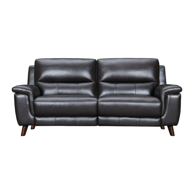 Armen Living Lizette 78" Leather Power Recliner Sofa with USB in Brown