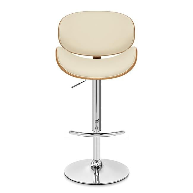 Armen Living Naples Mid-Century Faux Leather Bar Stool in Cream