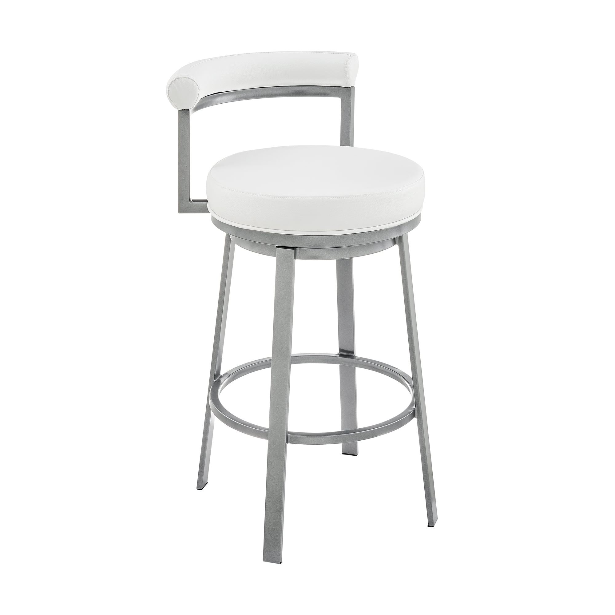 Armen Living Indoor Natya Swivel Counter or Bar Stool in Mocha Finish with Brown Faux Leather