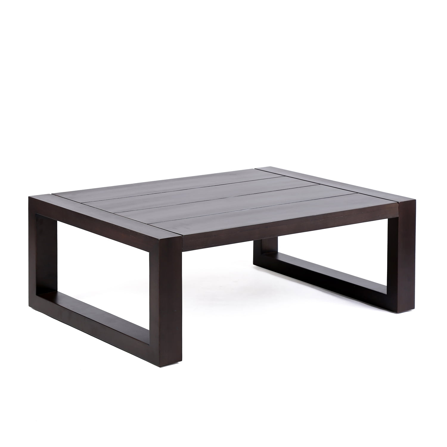 Armen Living Paradise 40.5" Modern Wood Outdoor Patio Coffee in Dark Wood