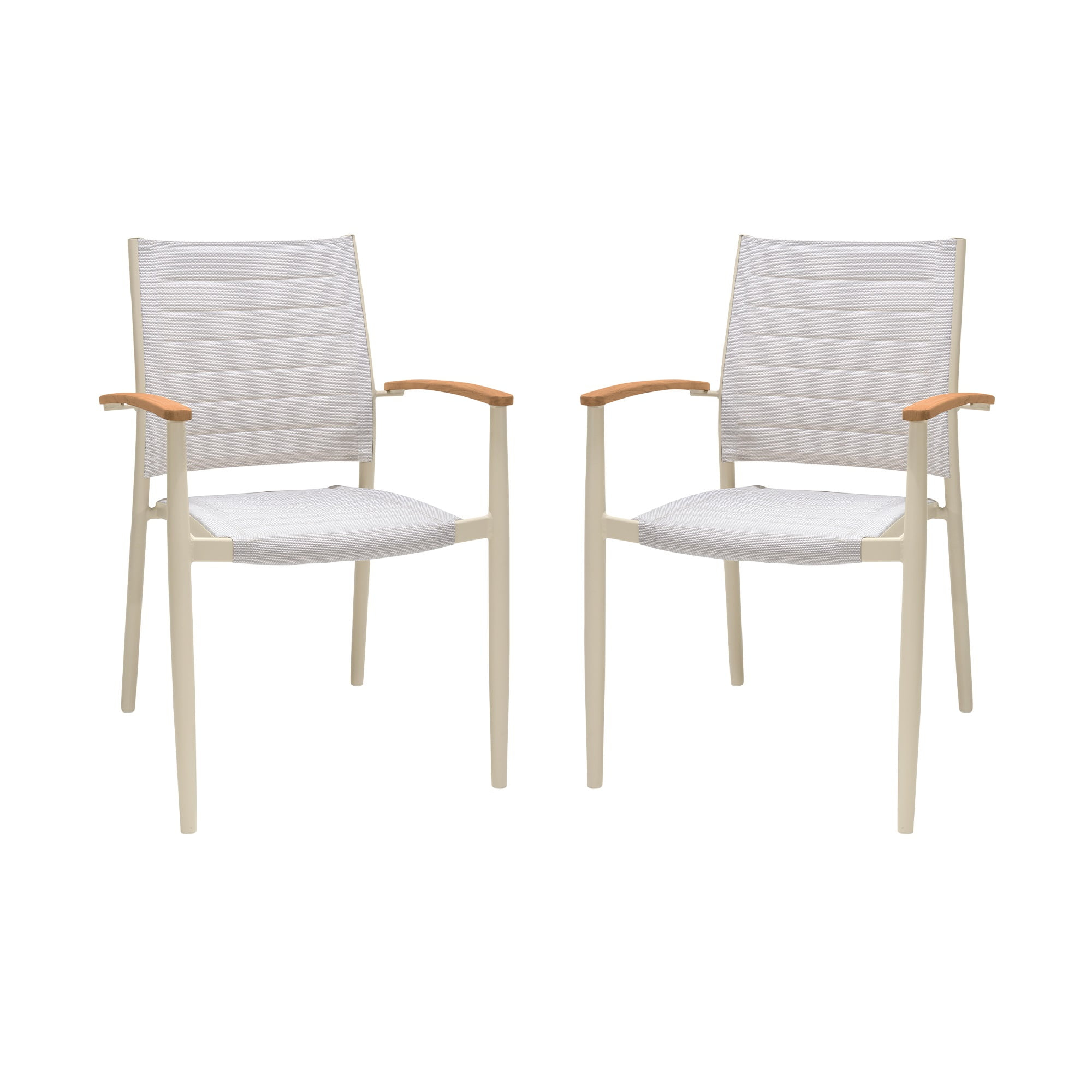 Armen Living Portals Outdoor Dining Chair - Aluminum - Set of 2 - Stackable - Coral Sand