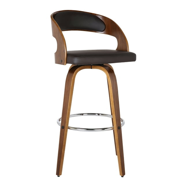 Armen Living Shelly Contemporary Faux Leather Bar Stool in Brown