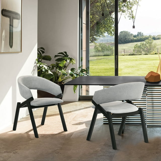 Armen Living Talulah 19" Wood Dining Side Chairs in Gray/Black (Set of 2)
