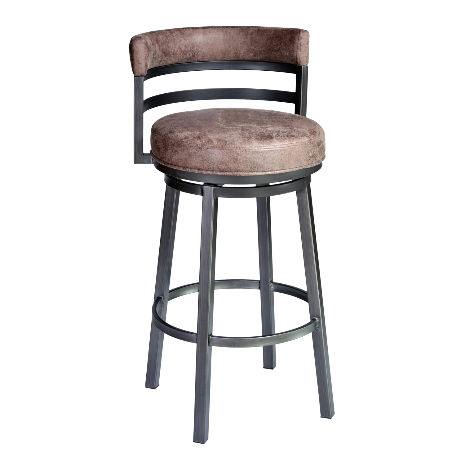 Titana 26" Seat Height Swivel Bandero Tobacco Faux Leather and Mineral Metal Bar Stool for Kitchen Island Counter