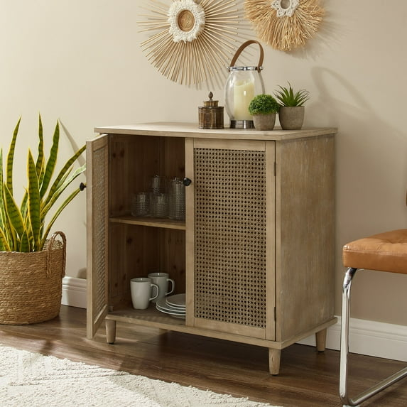 Art Leon Cane Wicker Cabinet Sideboard, Natural