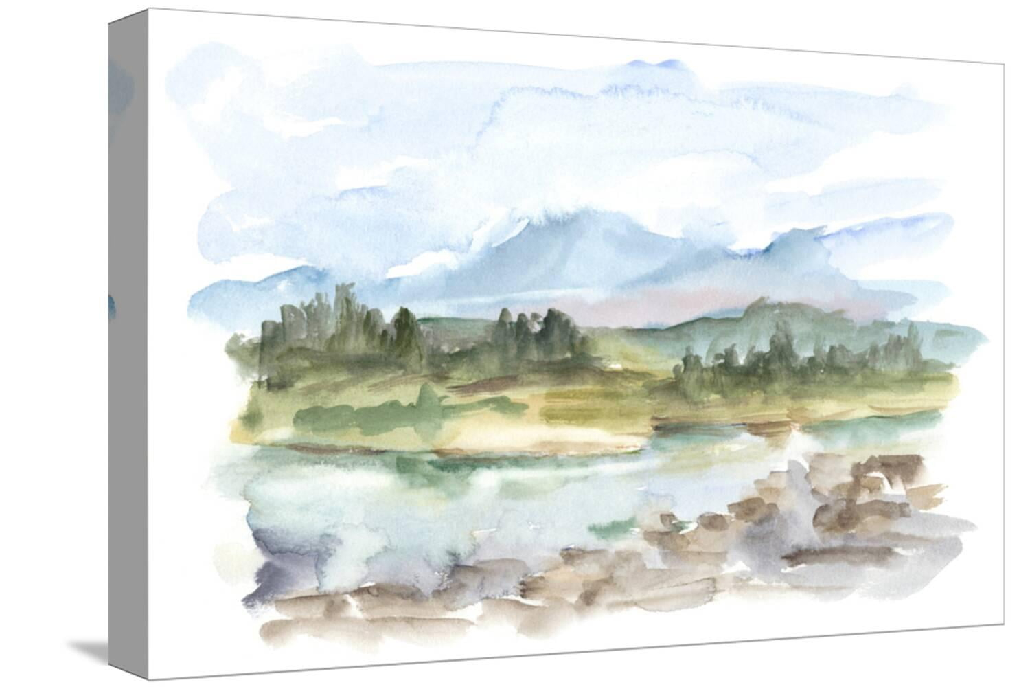 iCanvas 12" x 18" x 1.5" Mountain Watercolor III by Ethan Harper Unframed Wall Canvas : Gallery Wrap, Earth Tones