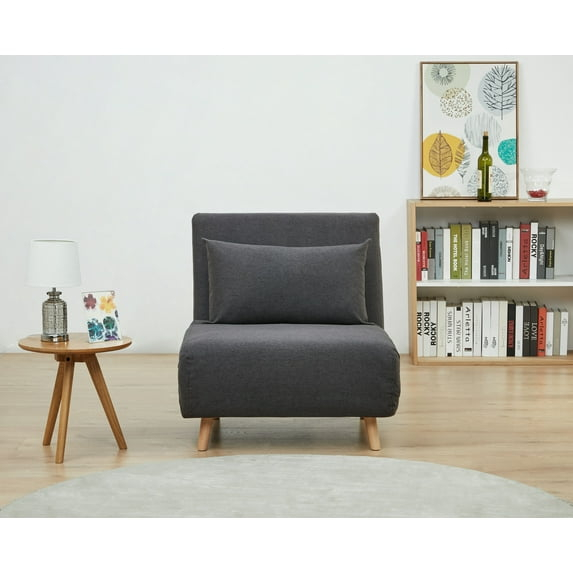 A&D Home Tustin Polyester Convertible Futon Chair, Charcoal