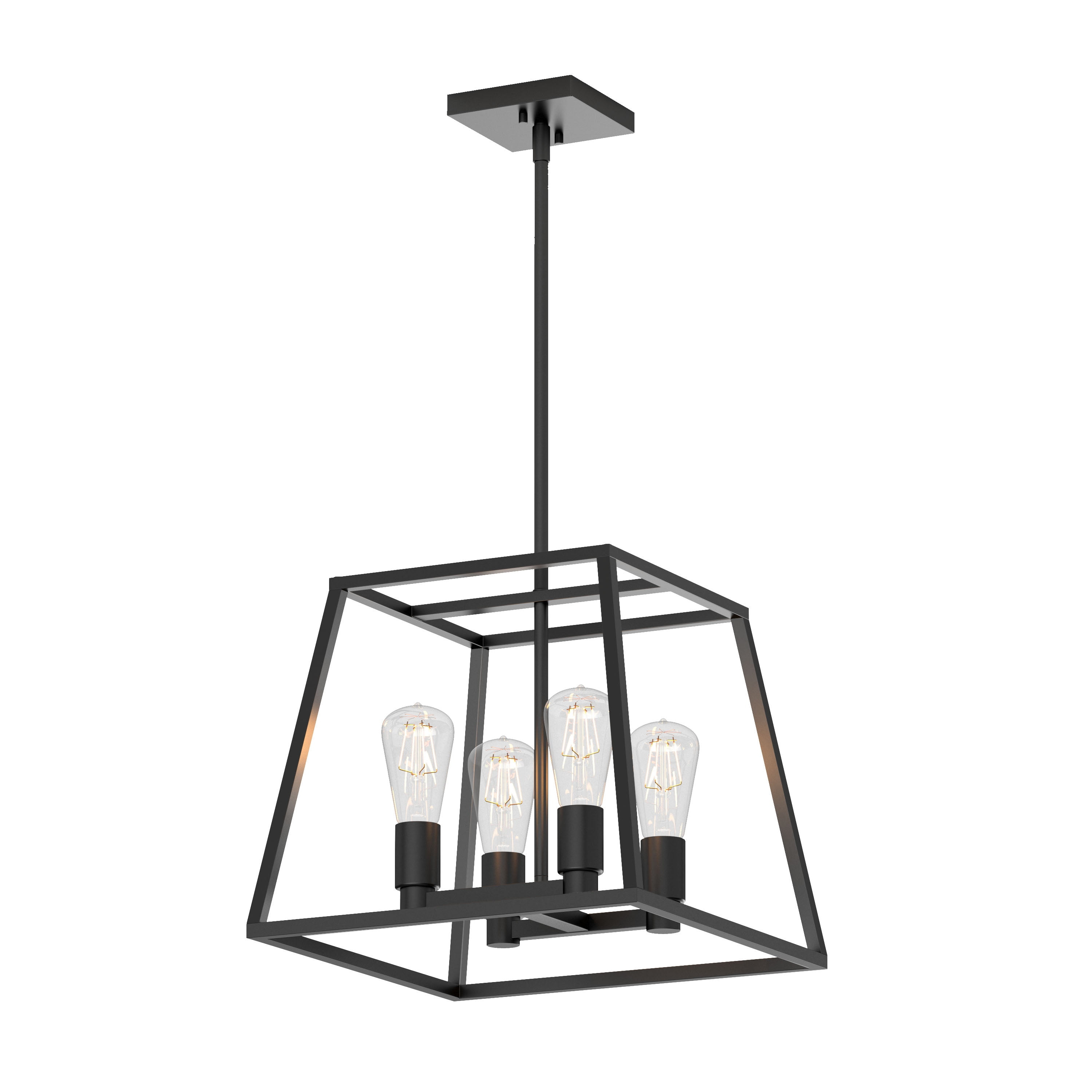 ByEUcuk Carter Farmhouse Chandelier, Matte Black - Geometric Square Pendant Light Ideal for Dining Room, Kitchen Island Light, Made of Steel, Bulb Not Included