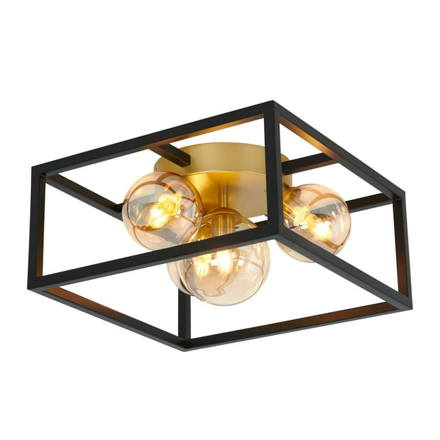 Artika Griffintown 1 Ceiling Light Geometric Flush Mount Black and Gold